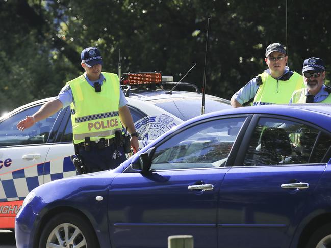 New Years Day RBT police operation on Henry Lawson Drive, Revesby Heights. Picture: Dylan Robinson