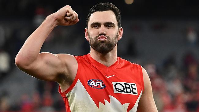 Paddy McCartin celebrates the Swans winning a qualifying final last year. Picture: Quinn Rooney/Getty Images