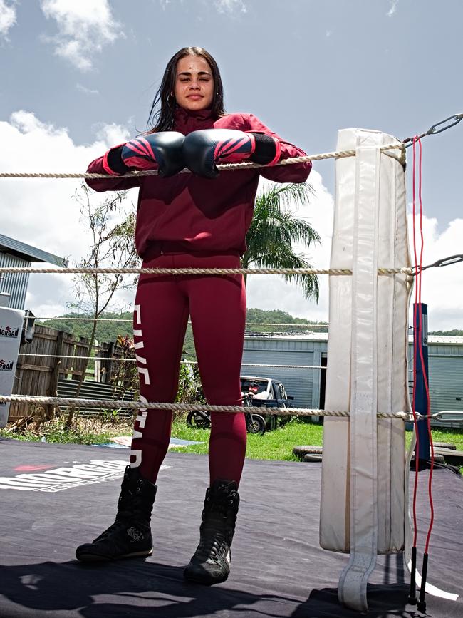 Boxing Australia under-19 women’s bantamweight (54kg) champion Leah Reuben at Do It Boxing. Picture: Janne Rytkonen