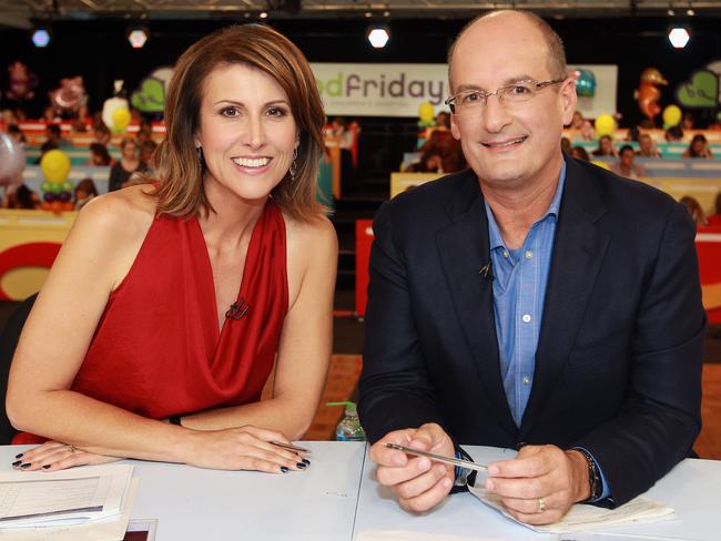 Natalie Barr taking part in a fundraiser with then Sunrise co-host, David “Kochie” Koch.