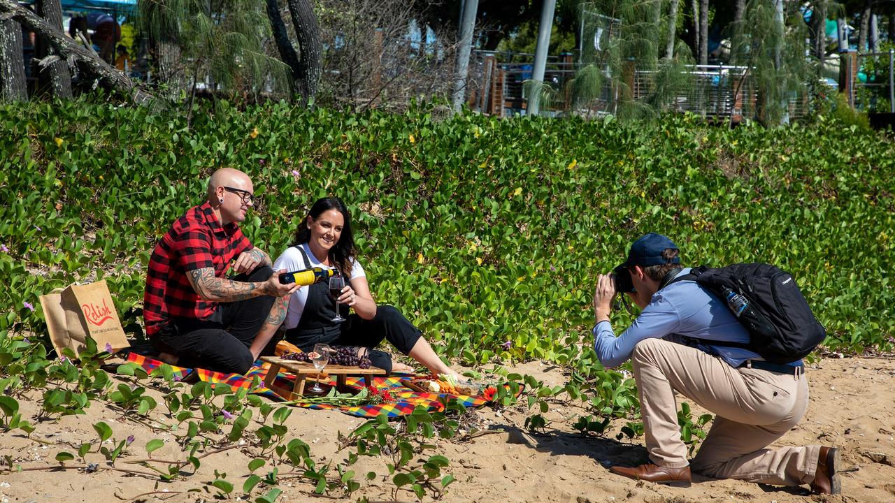 Chronicle reporter Stuart Fast getting the best angle of MKR stars Dan and Steph Mulheron at the recent winter tourism season launch.