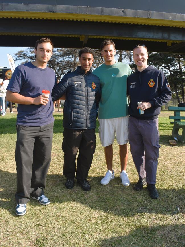 The Victorian Amateur Football Association (VAFA) William Buck Premier Men’s Grand Final Match — Old Brighton vs. Old Scotch — Friday, September 27, 2024: Christian Aloi, Meluke Gunter, Lukas Galanopoulos and Thomas Draheim. Picture: Jack Colantuono