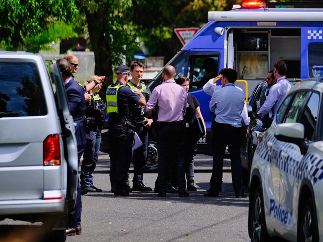 Police outside the Bayswater home. Picture: Luis Enrique Ascui