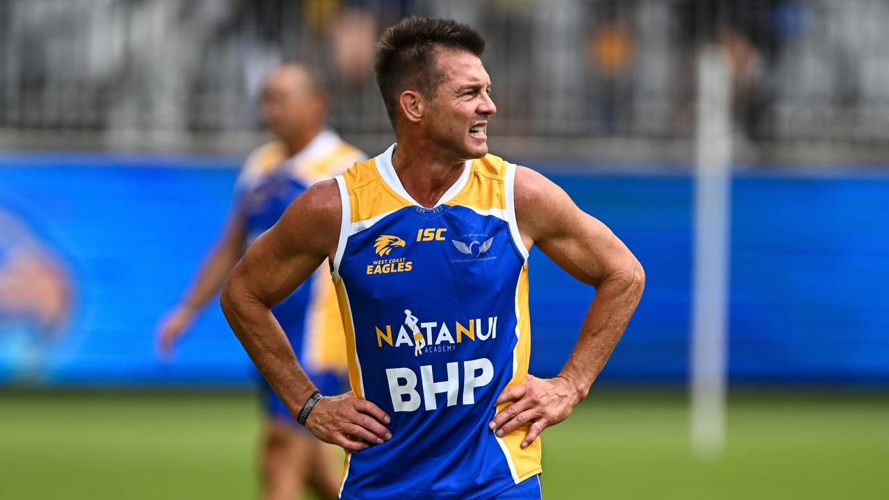 Ben Cousins returned to the Eagles for the legends exhibition match in March. Photo by Daniel Carson/AFL Photos via Getty Images