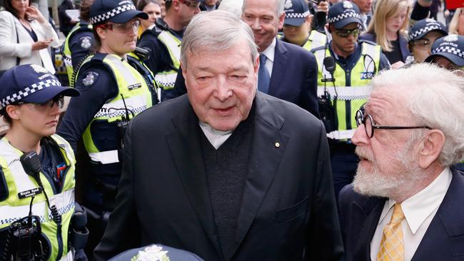 Cardinal George Pell leaves the Melbourne Magistrates' Court with a heavy Police escort on October 6, 2017 in Melbourne, Australia. Photo by Darrian Traynor/Getty Images