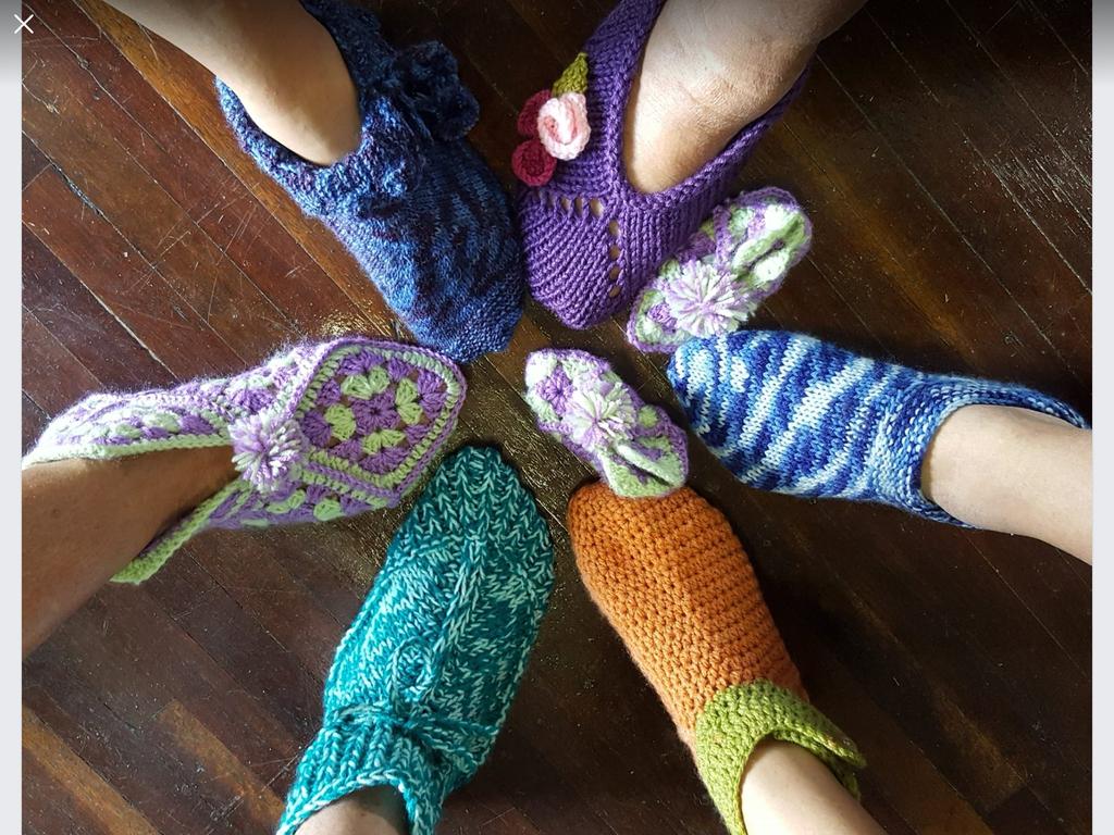 CUDDLY: The results of a slipper challenge held by the Valley Spinners and Craft Inc. Valley Spinner, Margaret Borg, said all the goods have a high-end finish.