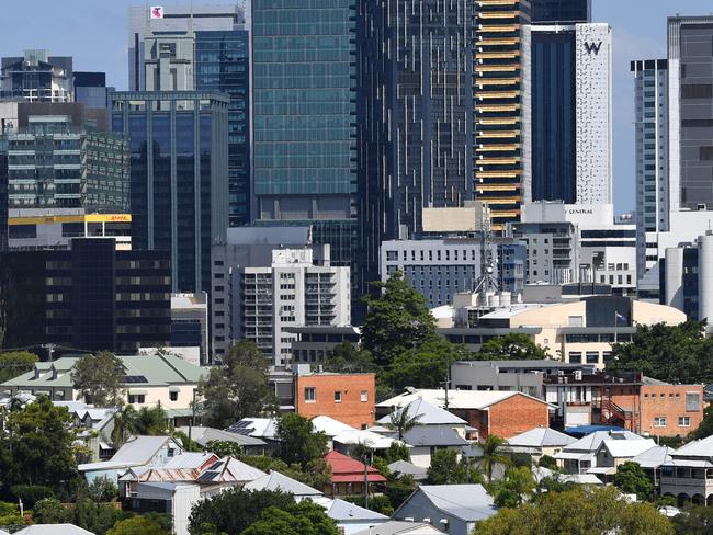 The suburbs of Paddington and Petrie Terrace are seen with the Brisbane CBD skyline in Brisbane, Tuesday, January 15, 2019. In the year to December 2018, house prices in the greater Brisbane area rose 2.3 per cent to an average of $525,000 according to the Real Estate Institute of Queensland (REIQ). (AAP Image/Darren England) NO ARCHIVING