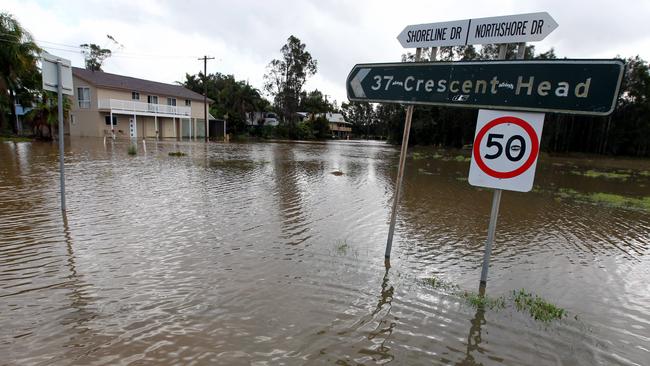 Floodwaters from the Hastings river in Port Macquarie. Picture: Nathan Edwards