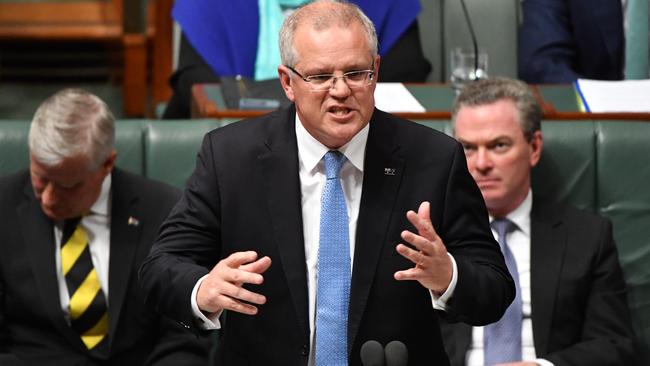 Prime Minister Scott Morrison during question time yesterday. Picture: AAP