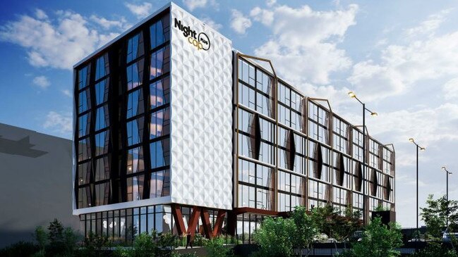 An artist's impression of the proposed 7-storey hotel planned for Frenchs Forest. The plans are now with the Sydney Planning Panel North. Picture: Cayas Architects