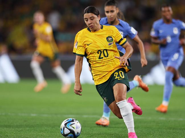 Held back due to her calf injury, a rested Sam Kerr provided an injection of energy when she came on against France. Picture: Elsa – FIFA/FIFA via Getty Images