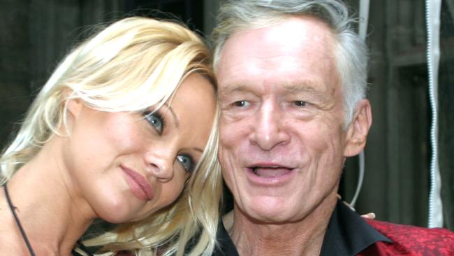 Pamela Anderson and Hugh Hefner (Photo by Laurence Cottrell/FilmMagic)