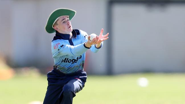 Max Gallagher takes a catch. Hamwicks v Newcastle City, SG Moore Cup round three at Kahibah Oval. Picture: Sue Graham