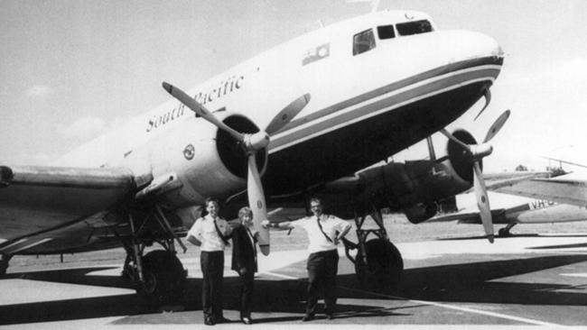 Rod Lovell (right), pilot of a DC3 aircraft who ditched the plane in Botany Bay in 1994 saving the lives of 24 passengers, with crew. Picture: Supplied