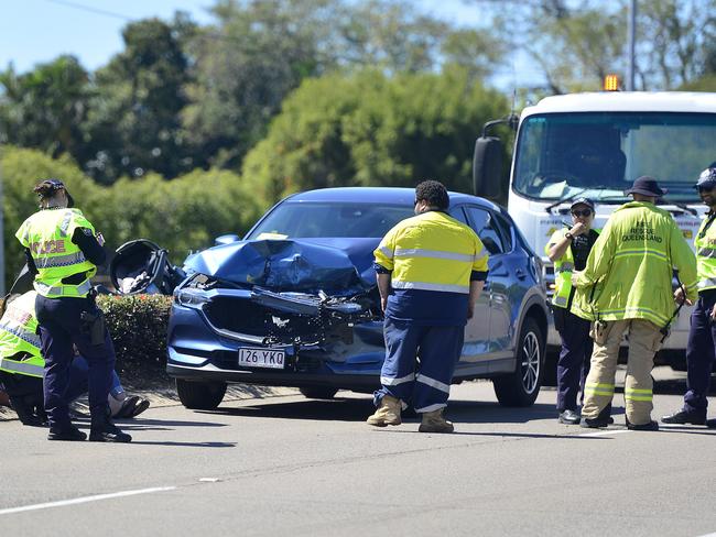 A multi-vehicle lane has forced emergency services to close a lane of traffic on Woolcock Street. PICTURE: MATT TAYLOR.