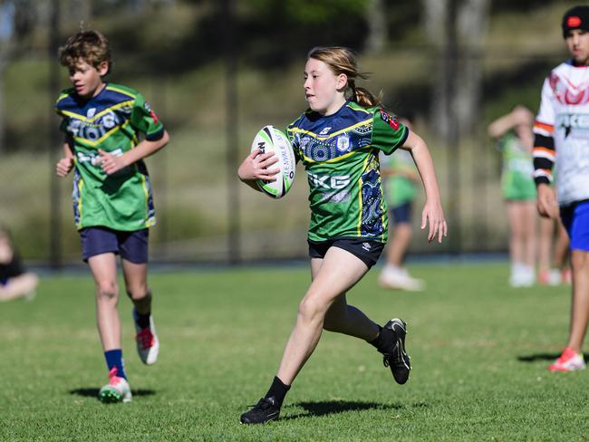 Lils Randell of Fairview Heights State School in the inaugural Primary Interschools Reconciliation Touch Carnival hosted by Glenvale State School, Wednesday, May 28, 2025. Picture: Kevin Farmer