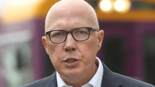 Peter Dutton has blasted Victoria’s bail laws. Picture: David Crosling