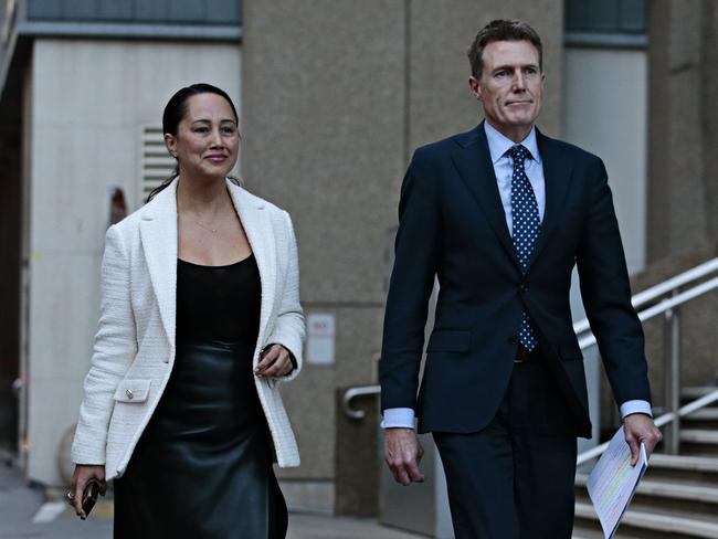 Ms Giles with client and former attorney-general Christian Porter outside the NSW Supreme Court in 2021. Picture: Adam Yip