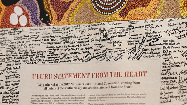 The Uluru Statement from the Heart on display at the National Press Club in Canberra. Picture: NCA NewsWire / Martin Ollman