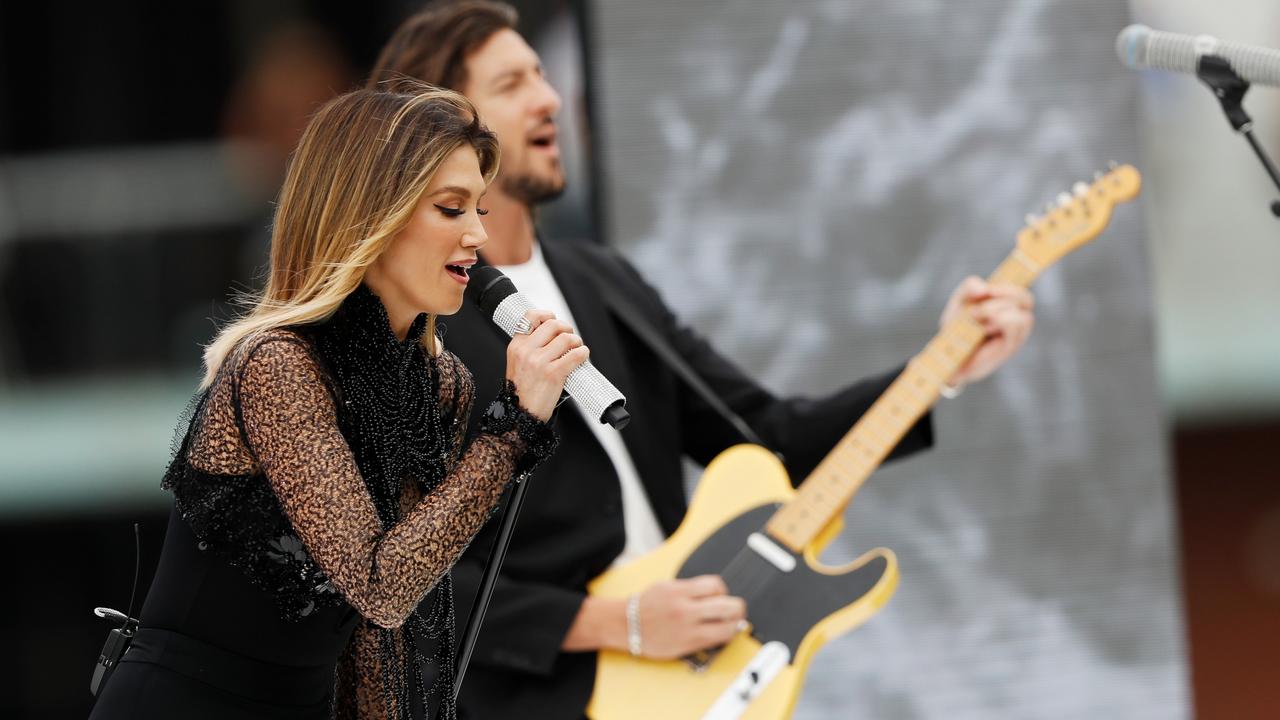 Delta Goodrem had the crowd pumped up. Picture: Getty Images