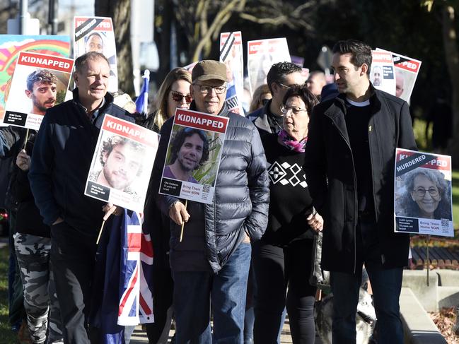 MELBOURNE, AUSTRALIA - NewsWire Photos JULY 7, 2024: A small group of about 150 people march around Caulfield Park in support of Israelis held hostage in the occupied Palestinian Territories. Picture: NewsWire / Andrew Henshaw