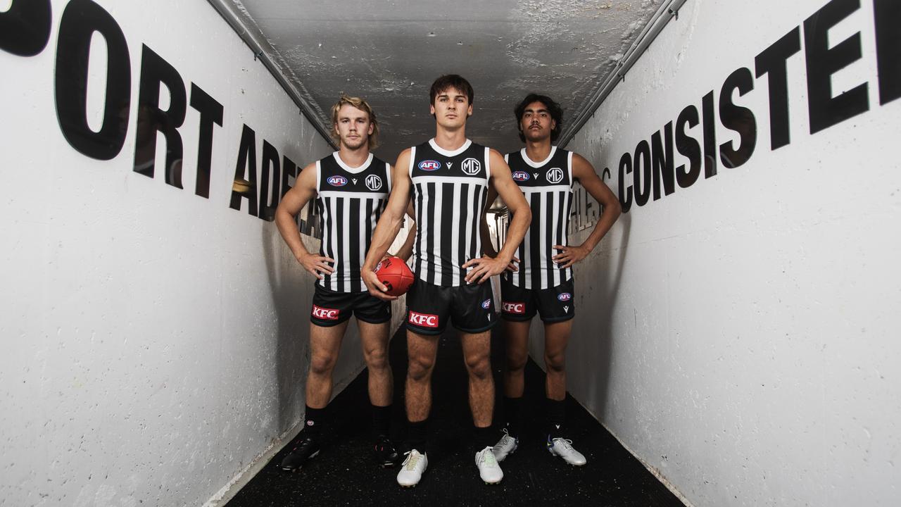 Port Adelaide will be allowed to wear their traditional prison-bar guernsey in round 3. Picture Simon Cross