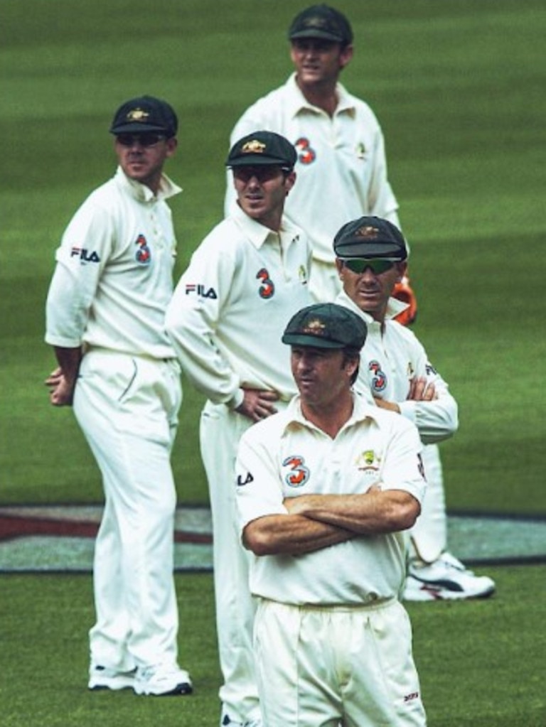 Adam Gilchrist, Ricky Ponting, Damien Martyn, Justin Langer and Steve Waugh in a fearsome slips cordon. Photo: Instagram.