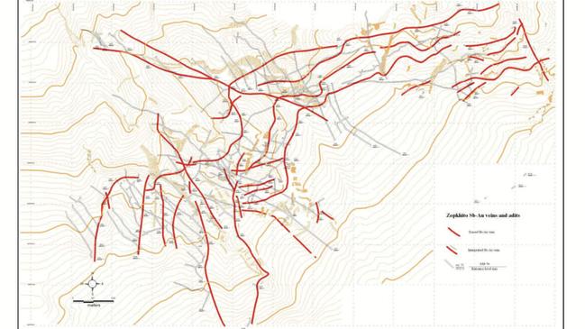 Zopkhito veins and adits. Pic: Krakatoa Resources