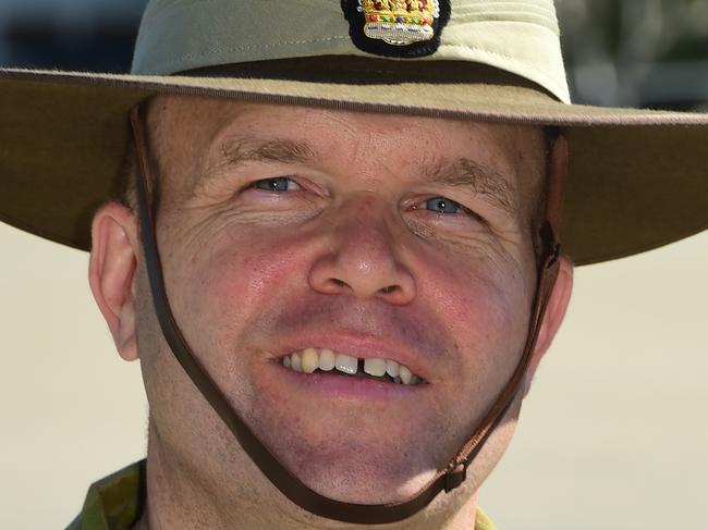 Farewell parade for Task Group Taji 6 at Lavarack Barracks. Task group commander Colonel Robert Calhoun. Picture: Evan Morgan