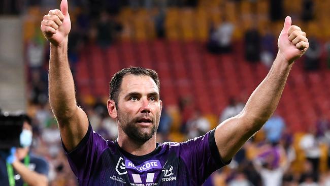 Cameron Smith salutes the crowd at Suncorp Stadium. Picture: Getty Images