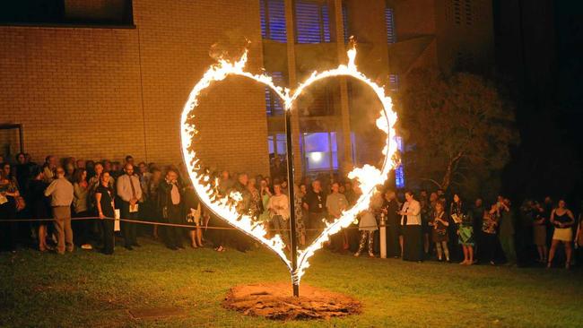 Wayne Blair lights the heart for the  Heart of Gold Film Festival opening 2015  Photo Craig Warhurst /  The Gympie Times. Picture: Craig Warhurst