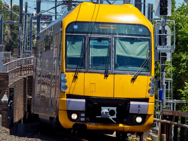 Sydney,Australia - November 2,2014: A 'Waratah' train approaches Central Station with a local service.