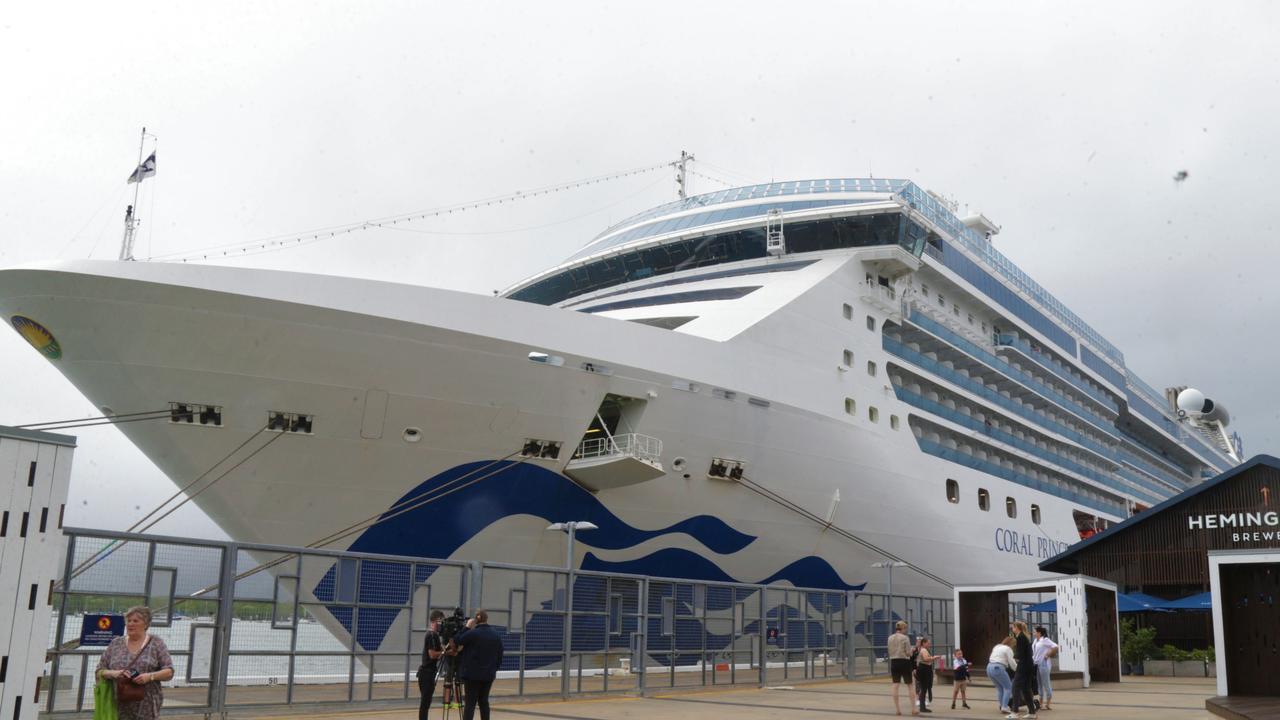 The Coral Princess docked in Cairns on Wednesday to deposit hundreds of passengers into the city centre. Picture: Peter Carruthers