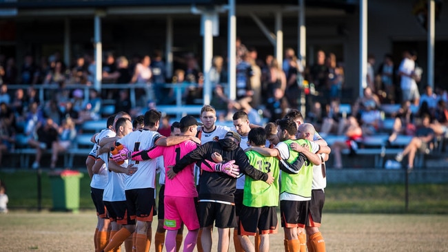 Musgrave huddle before a match. Pic: East End Digital