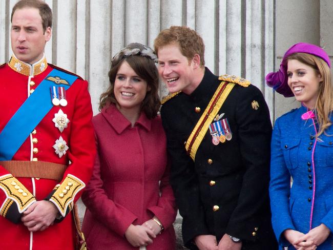 (L-R): Prince William, Princess Eugenie, Prince Harry and Princess Beatrice. Even Beatrice and Eugenie are said to be shocked by Harry’s book deal. Picture: WireImage