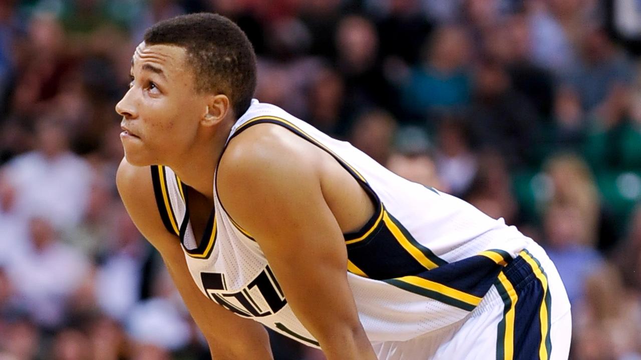 SALT LAKE CITY, UT - NOVEMBER 5: Dante Exum #11 of the Utah Jazz watches a replay during their game against the Cleveland Cavaliers at EnergySolutions Arena on November 5, 2014 in Salt Lake City, Utah. NOTE TO USER: User expressly acknowledges and agrees that, by downloading and using this photograph, User is consenting to the terms and conditions of the Getty Images License Agreement. (Photo by Gene Sweeney Jr/Getty Images)