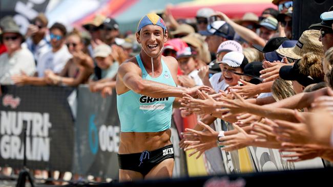 Ali Day winning the Currumbin leg of the Nurti-Grain Ironman series a fortnight ago. Pic: Shane Myers