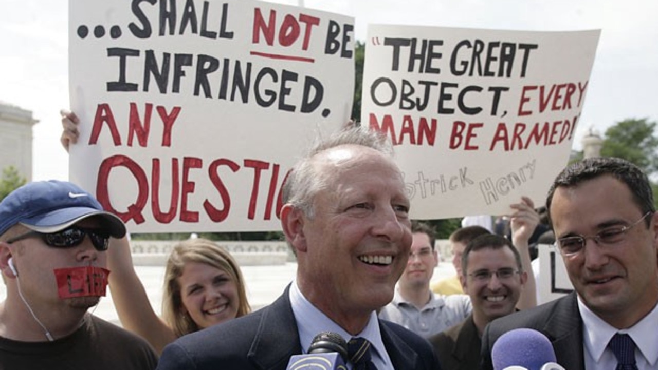 Dick Heller addresses reporters outside of the Supreme Court on June 26, 2008. Picture: Supplied