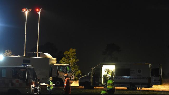 Emergency crews at the scene of the double fatality in Keilor East. Picture: Nicole Garmston