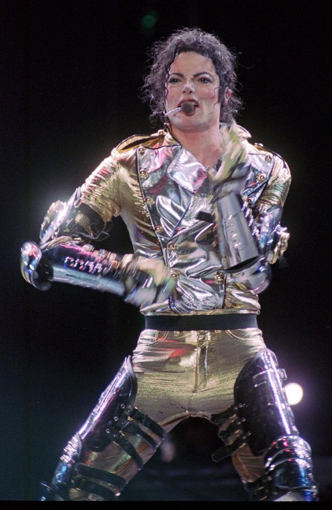 Michael Jackson belts out a song during his HIStory World tour. Picture: AP