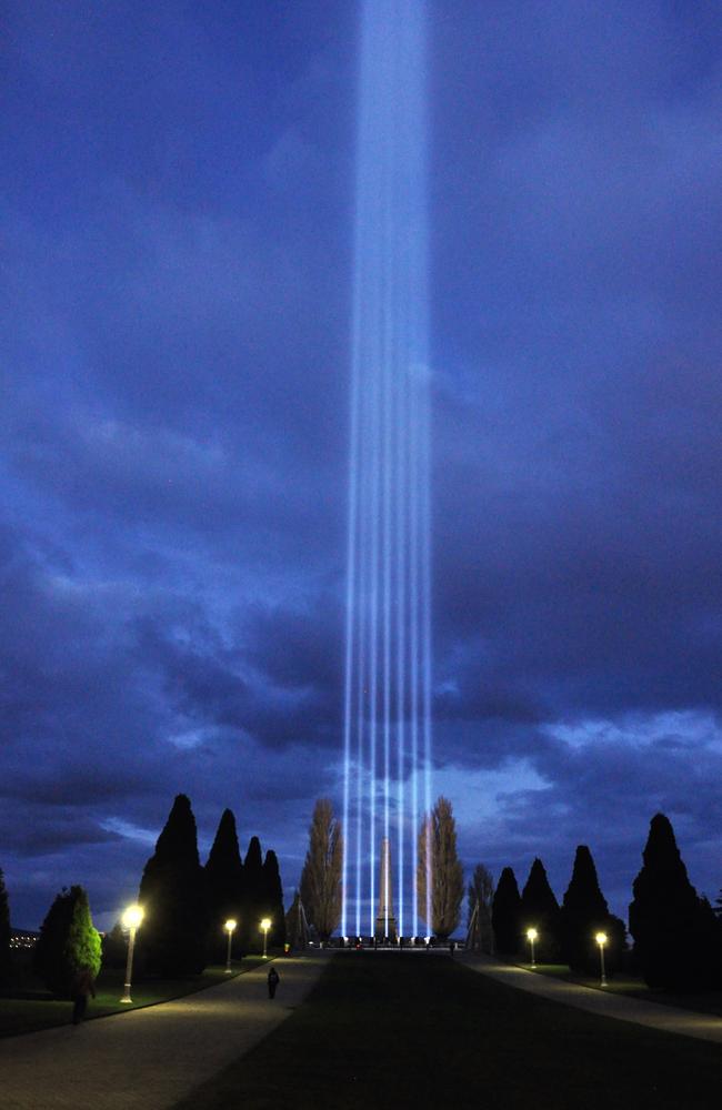 The 15km-high light installation Spectra. Picture: COURTESY MONA