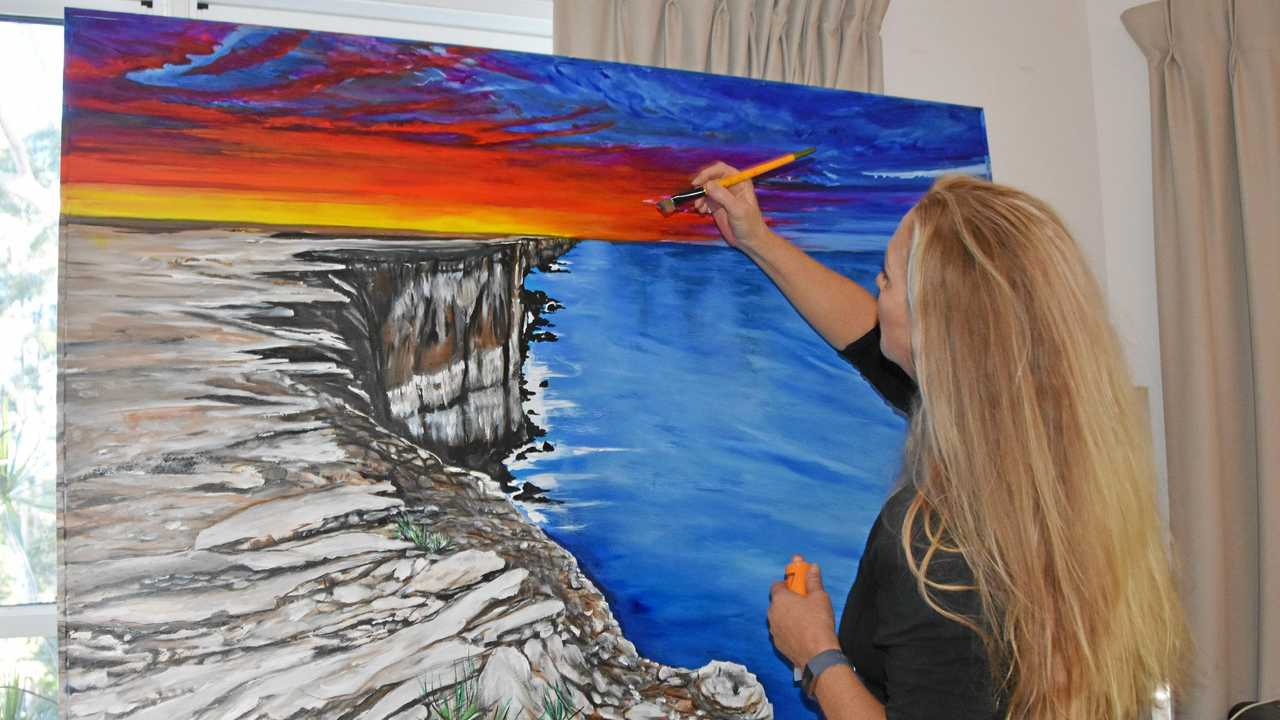 FUNDRAISING: Artist Suze Williams hopes to raise some money to save the Great Australian Bight through her painting. Picture: Caitlin Zerafa