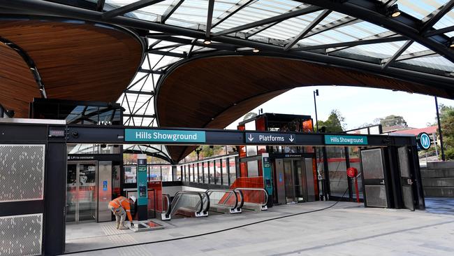 The Hills Showground train station in Castle Hill, Sydney. Picture: Tracey Nearmy