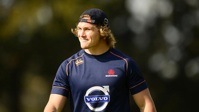 SYDNEY, AUSTRALIA - JULY 24: Michael Hooper of the Waratahs looks on during a Waratahs Super Rugby training session at Kippax Lake on July 24, 2014 in Sydney, Australia. (Photo by Brett Hemmings/Getty Images)