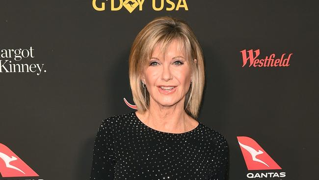 Olivia Newton-John arrives for the G'Day USA Los Angeles Black Tie Gala in 2018. Picture: AFP.