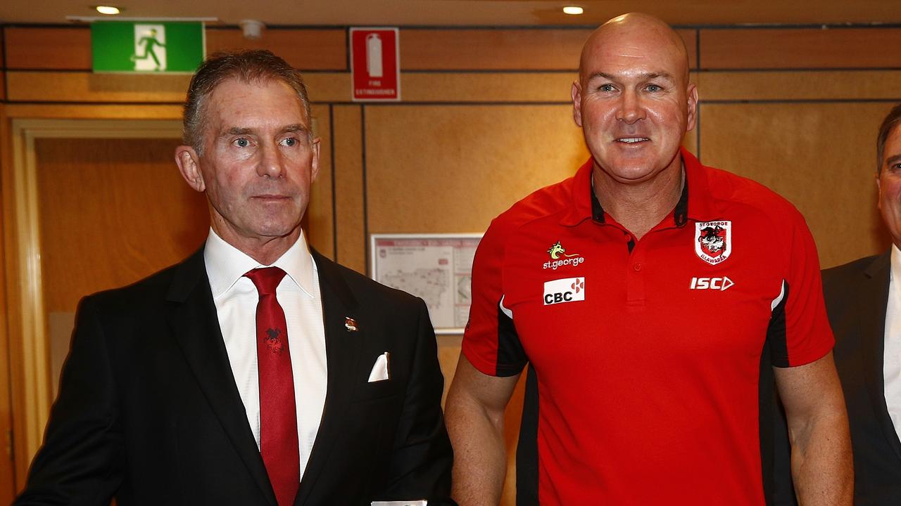 Centre: St George Illawarra Dragons Coach Paul McGregor with Brian Johnston