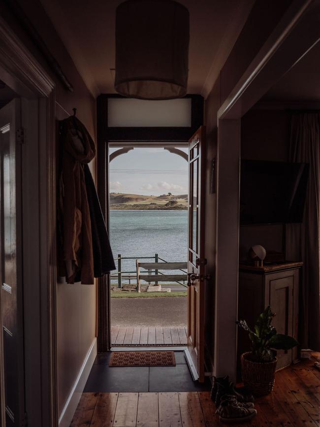 Little Taliska cottage in Stanley. Entrance and view of Sawyer Bay from the seaside cottage. For a TasWeekend travel story must credit Anna Critchley ONE-TIME USE ONLY contact editor Kirsty Eade for re-use.