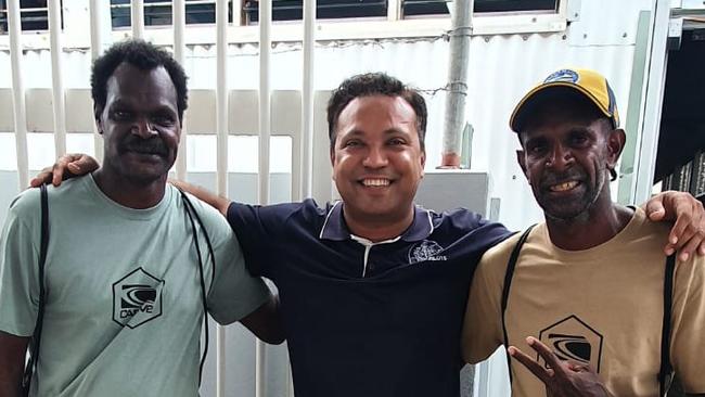 MT Godam pilot Ritesh Dhamaria with the survivors.