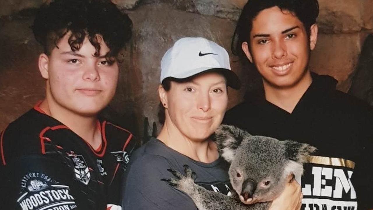 Elaine Rose with her sons Lachlan and Lucas. Picture: Supplied/Australia Zoo