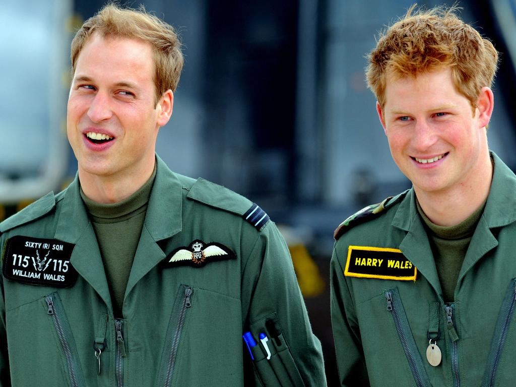 Princes William (L) and Harry stand during a photocall at RAF (Royal Air Force) Shawbury near Shrewsbury, central England in 2009. Picture: AFP